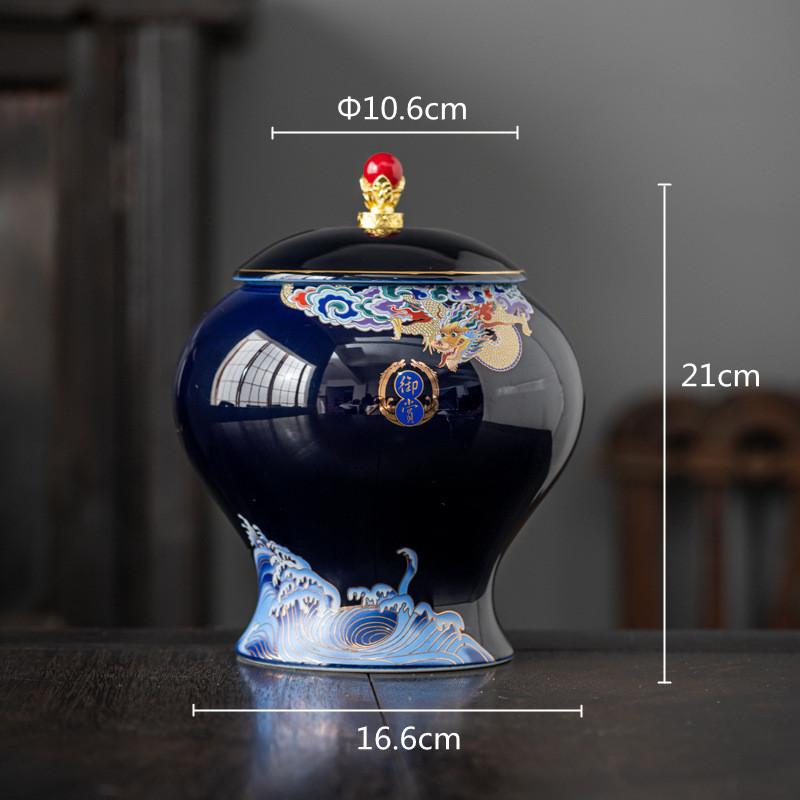 Ceramic Tea Pot Tea Caddy Porcelain Sealed Storage Tank Chinese Vintage Bottle Household Storage Container Home Decoration