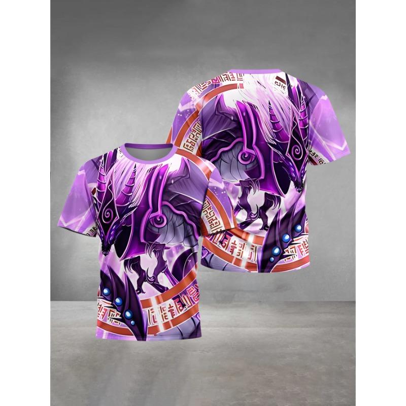 Monster Pattern 3D Printed Children's T-shirt, Boys' Fun Short Sleeved Top