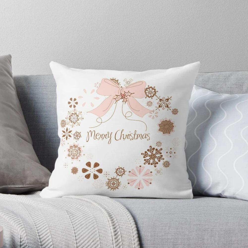 Merry Christmas Decoration Home Pillowcase Cushion Cover Holiday 40X40Cm Modern Living Room Sofa Bed Autumn Hat White