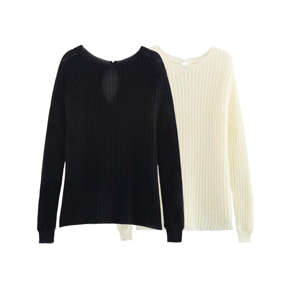 

Spring/Summer 2025 Women s Seaside Casual Mesh Knit Cover-Up Top Small чёрный