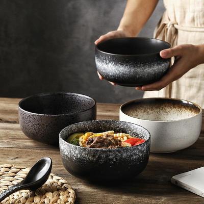 Ciotola Giapponese in Ceramica per Zuppa e Riso, stile Monaco Tang, 6,5'' con Coperchio, Ciotola per Insalata e Dessert, Ciotola per Ramen