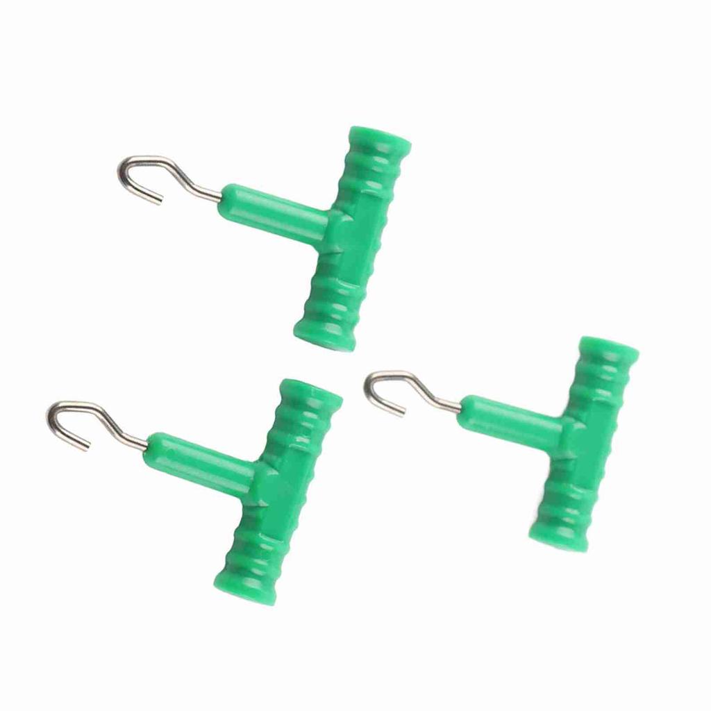 3pcs T Shape Handle Stainless Steel Hook Fishing Baiting Rig Tool(black)