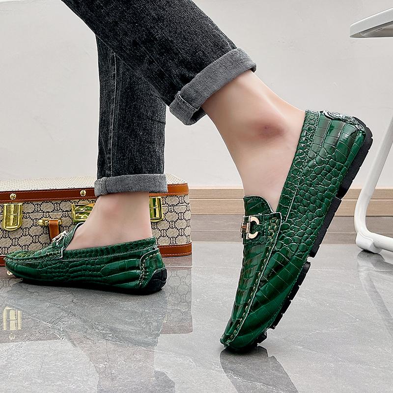 Fashion Hot Sale Loafers Crocodile Pattern Mens Slip on Club Shoes Male Comfortable Casual Shoe 2024 Fashion All-match Gentleman Shoes