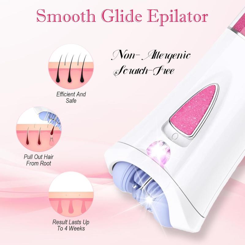 Glabrouse Skin Epilator, 2025 New Glabrouse Skin Hair Remover for Women Cordless Facial Hair Removal for Women Facial, Arms, Legs and Bikini (Pink)
