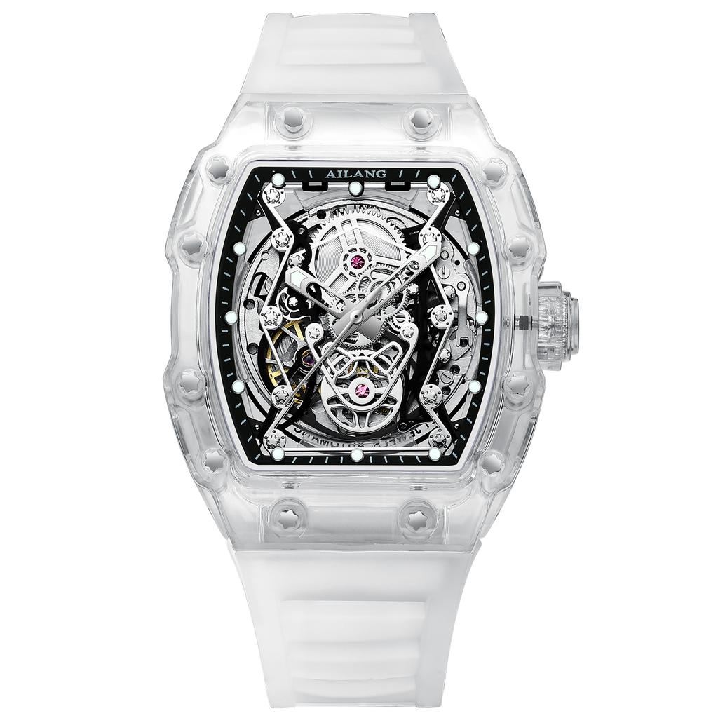 AI LANG Famous Brand Silicone Strap Skeleton Mechanical Watch Waterproof Luminous Fashion Automatic Hollow Watches