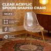 Clear Acrylic PET Spoon Chairs (Glam Gold Legs) - 4-Piece Set Modern Chic Dining Seats