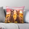 Horse Riding Holidays Countryside Square Pillowcase Polyester Linen Velvet Printed Zip Decorative Pillow Case Home Cushion Cover