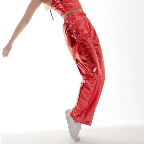 Men Pants Soft Breathable Comfortable Solid Color Elastic Waist Loose Fit Shiny Fashionable Pants Long Trousers