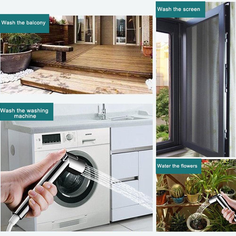 Hand Held Bidet For Bathroom Self Cleaning Press-free Silver