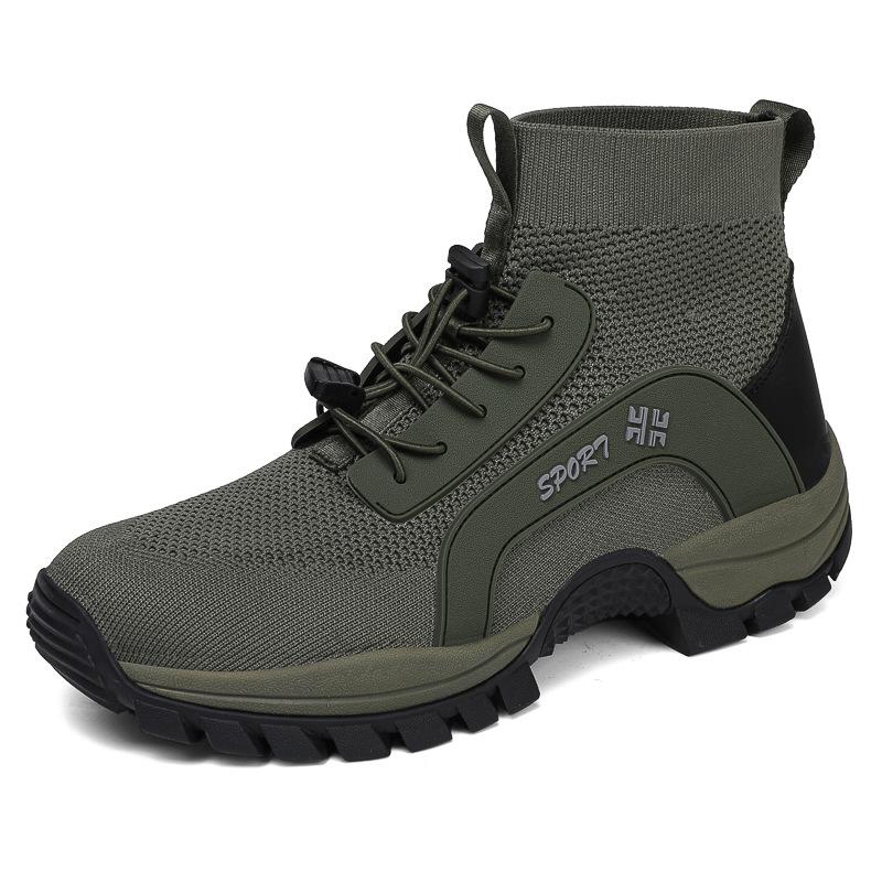 Herren High-Top Wanderschuhe Gestricktes Atmungsaktives Mesh Outdoor Sneaker Männlich Rutschfest Lässige Sportschuhe für Trekking Übung