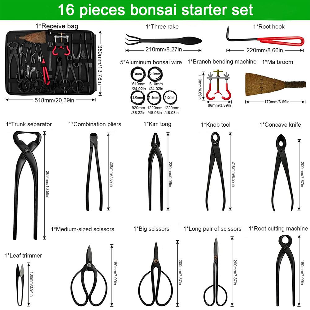 16 PCS Gardening Bonsai Pruning Tool Set Home Garden Outdoor Multifunctional Cutter Set Practical Hardware Tool Set