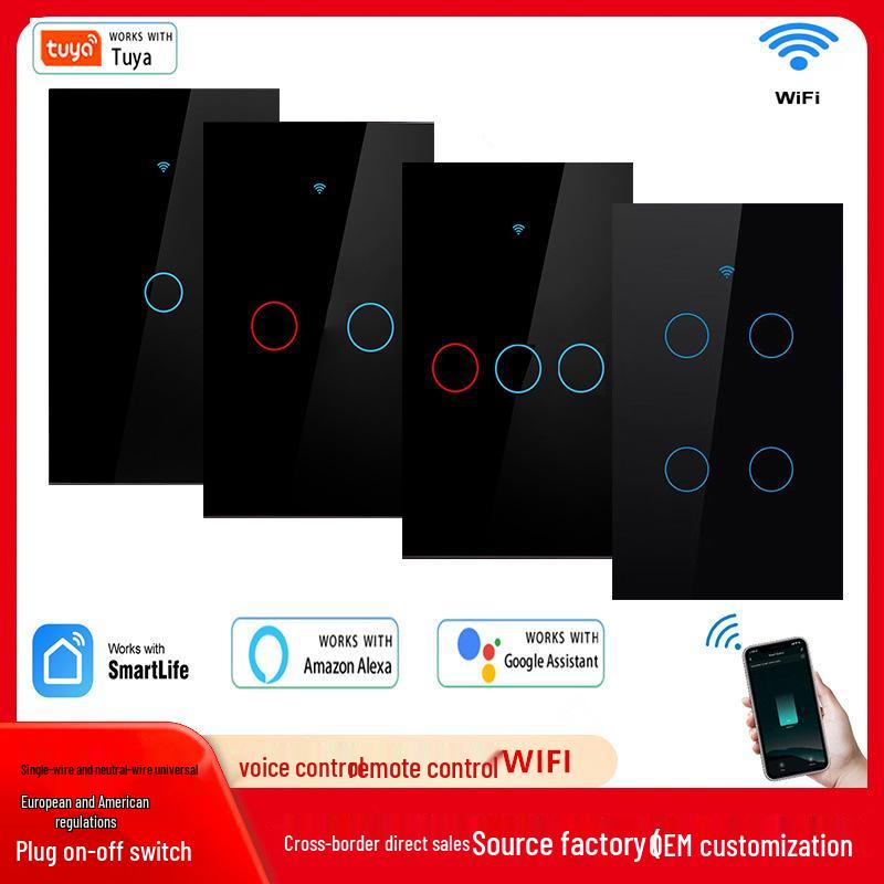 Smart WiFi Touch Switch with Siri Voice Control, Mobile App, RF Remote, and Tone Adjustment