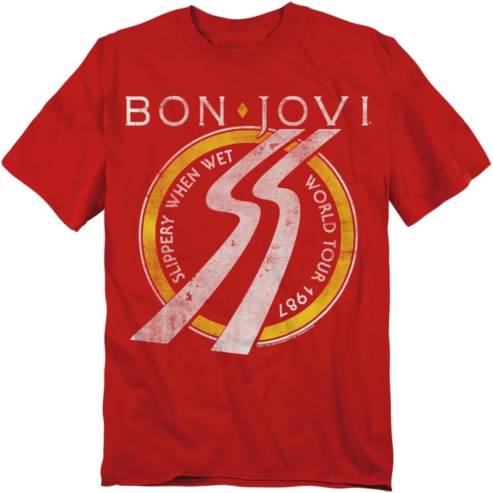 Popfunk Bon Jovi 1987 Slippery When Wet World Tour T Shirt Athletic Heather S разноцветный