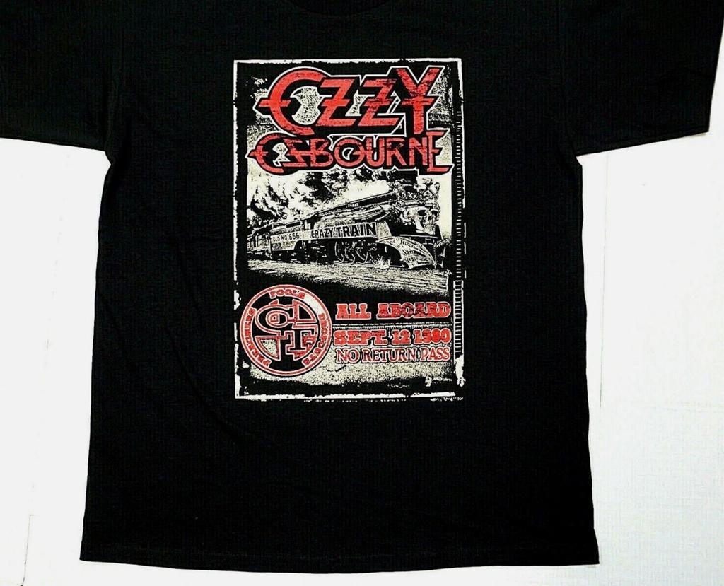 Unisex shirt Cotton Oversize Large Size OZZY OSBOURNE Crazy Train Men's Tee Hard Rock Heavy Metal 100%Cotton New