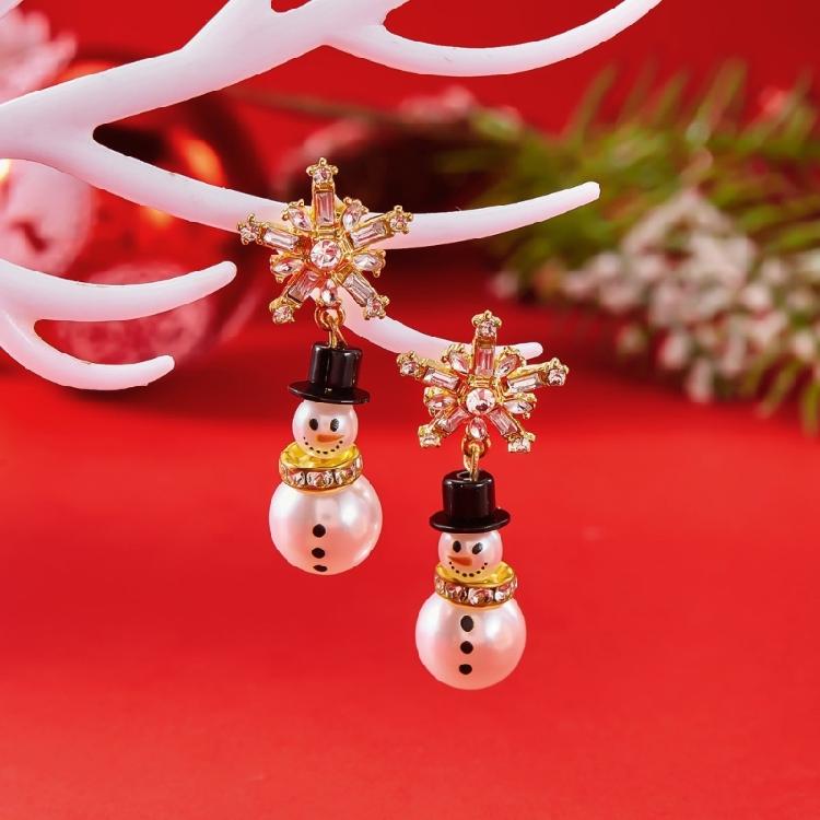 Elegant Charm Christmas Earrings Pack of 4 Including Snowman and Snowflake Styles for Celebrating Festival Holiday