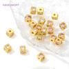 5.2mm*4.8mm Separator For Beads 18K Gold Plated With  Zircon Square Spacer Beads For Bracelet Making DIY Jewelry Making Supplies