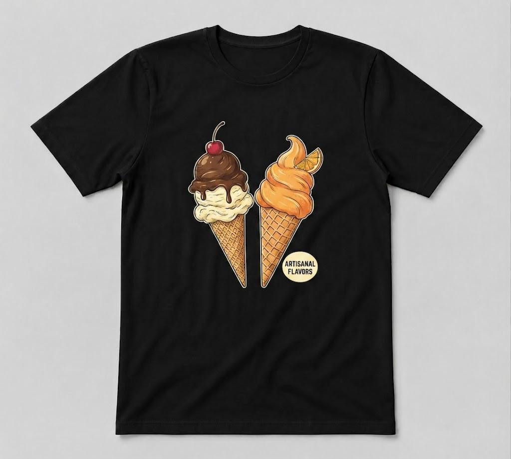 Ice Cream Summer Vibes Foodie Gift Lover Graphic Tee Black unisex T-Shirt