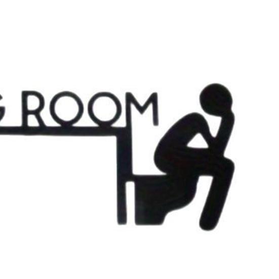 Yousheng Thinking Room Door Sign Funny Bathroom Wall Art Humorous Metal Toilet Door Topper Black Iron Restroom Door Frame Decor