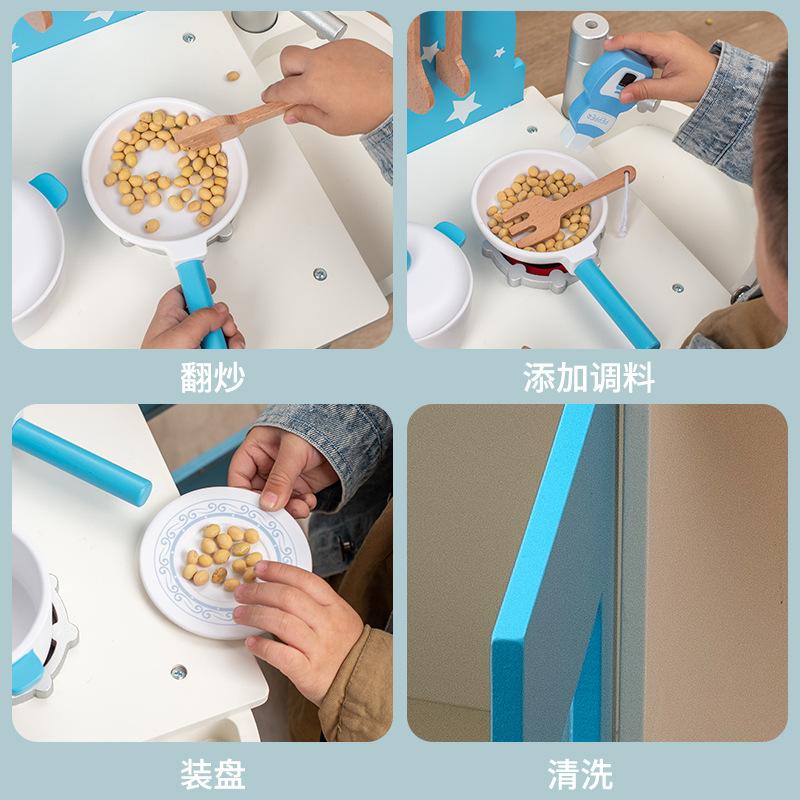 Baby Play Home Toys Wooden Kitchen Gas Stove Sink Simulation Cooking Kitchenware Kitchen Toys