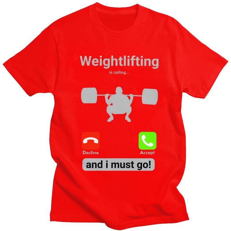 

Classic GYM Weightlifting Is Calling T Shirt Men Tshirts Casual Tee For Husband Boyfriend Pure Cotton Slim Fit Tshirt S
