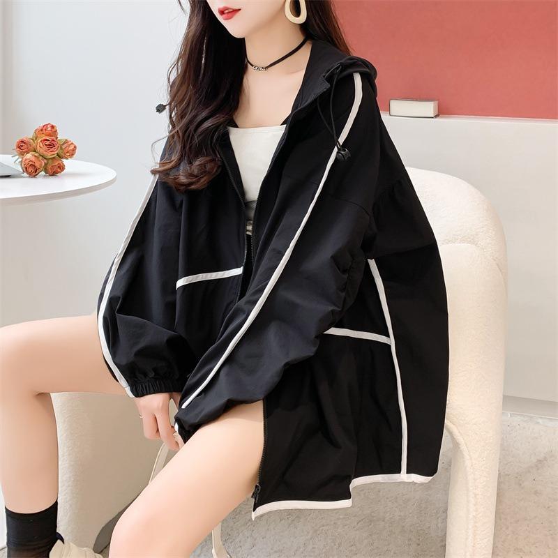 Women Loose Mid Length Thin Casual Sun Protection Jacket Coat