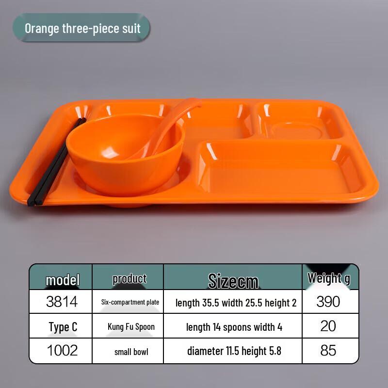 Thickened Melamine Compartmented Canteen Meal Tray