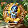 2D Vintage Metal Krishna Wall Art, Religious Hindu Decor for Home Restaurant Bar Garage, Indoor Outdoor Sign