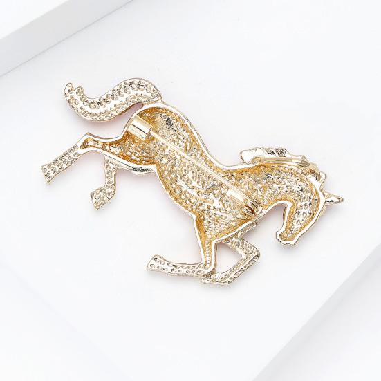 Brooch Pin Galloping Horse Enamel Rhinestones Studded Brooch Chinese Zodiac Year of Horse Brooch Clothing Decoration