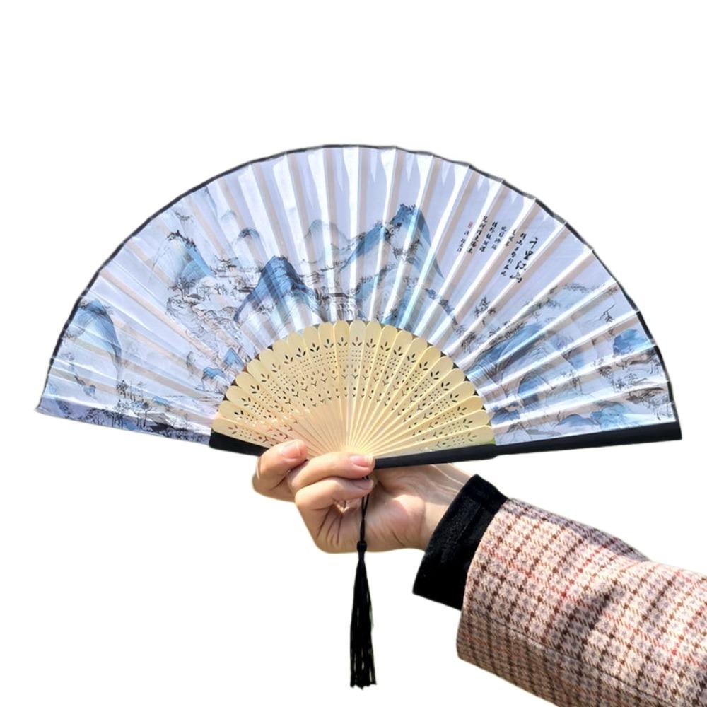 Silk Cloth Folding Flower Hand Fan Bamboo Frame Retro Handheld Fan Creative Dance Fan Gift Giving