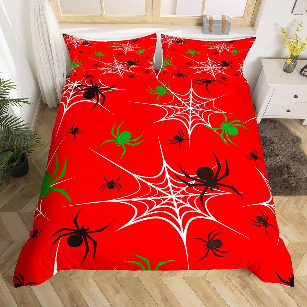 Cartoon Purple Bat Gothic Duvet Cover Halloween Bats Bedding Set Star Quilt Cover Spooky Dark Shadows Silhouette Halloween Decor