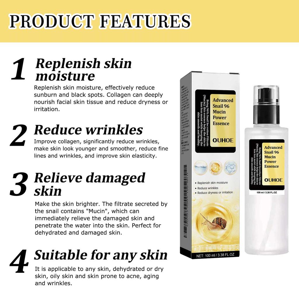 Snail 96 Collagen Power Serum Gentle Skin Hydrating Soothing Smooth Essence
