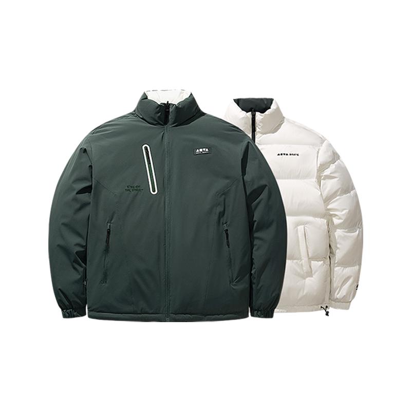 

Anta Solid Color Zipper Stand Collar Reversible Loose Down Jacket Men outerwear 172618903-1 XL