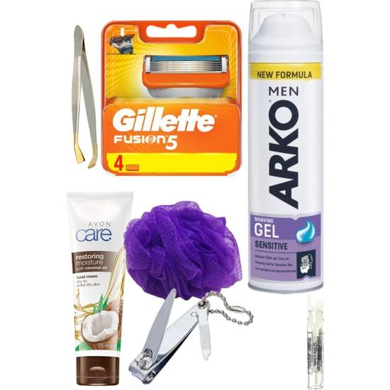 

Набор сменных бритв Gillette Fusion из 4 шт. + гель для бритья Arko Sensitive, 200 мл, мужской набор для бритья и ухода, 7 шт.