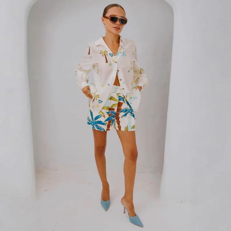 2025 Cross-Border Casual Fashion Linen Shirt and Shorts Set