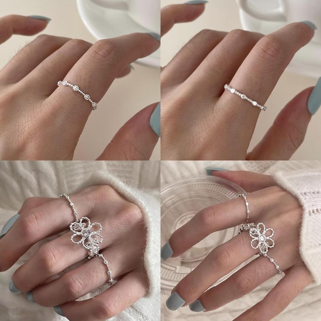 Stylish Korean Design Adjustable Ring For Women With Delicate Hollow Flower Pattern