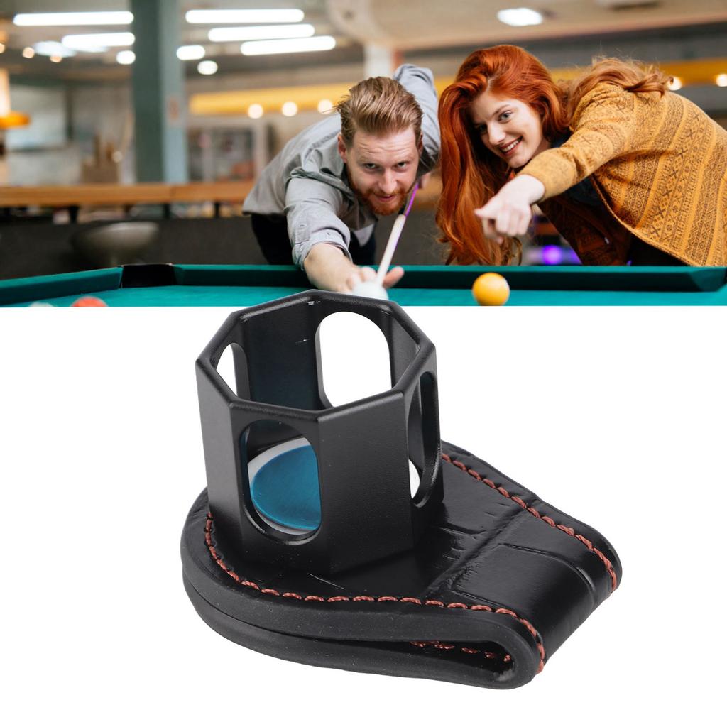 Magnetic Pool Cue Chalk Holder Billiard Chalk Holder Aluminum Alloy and Leather Snooker Tool Accessory Octagonal for Pool Game