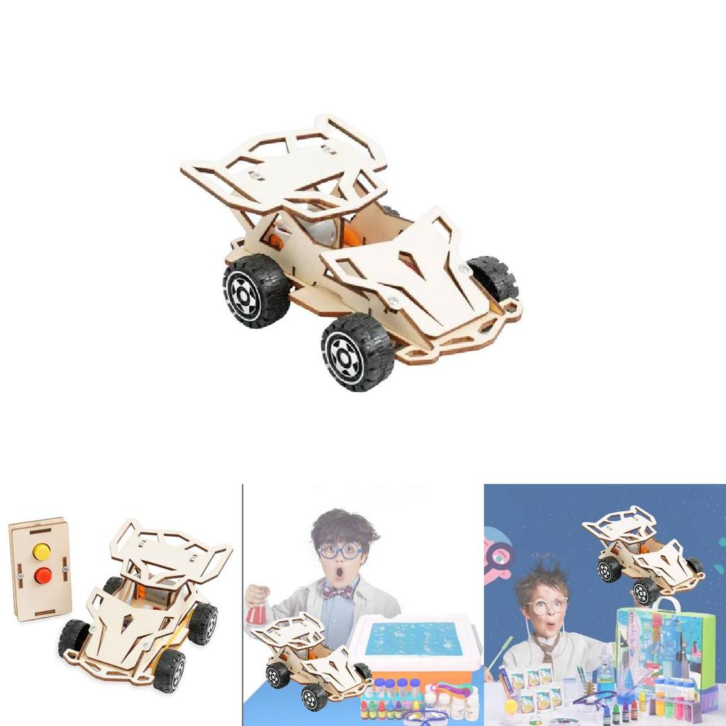 Kids Educational Science Diy Wooden Remote Control Car Model Kit Handmade Assembly Steam Toy