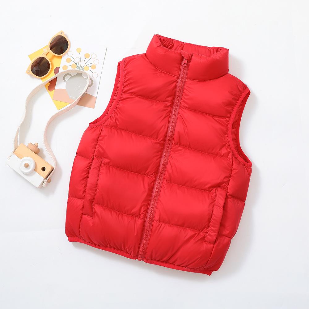 

2025 Новый пуховый жилет для родителей и детей для мальчиков и девочек - Теплое пальто-хлеб, Размеры 110-170 130 cm красный