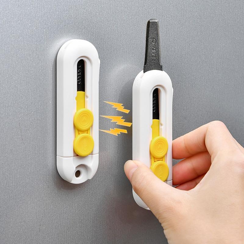 Portable Retractable Box Cutter Mini Magnetic Box Cutter Box Cutter Safety Lock For Opening Packages Cartons Box Opener Home Use