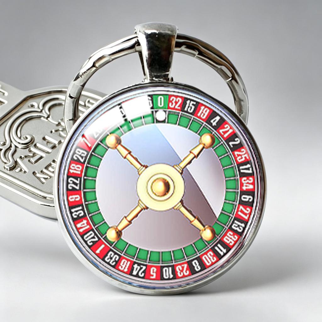Roulette Wheel Embossed Keychain: Trendy Time Gem & Creative Metal Pendant Accessory