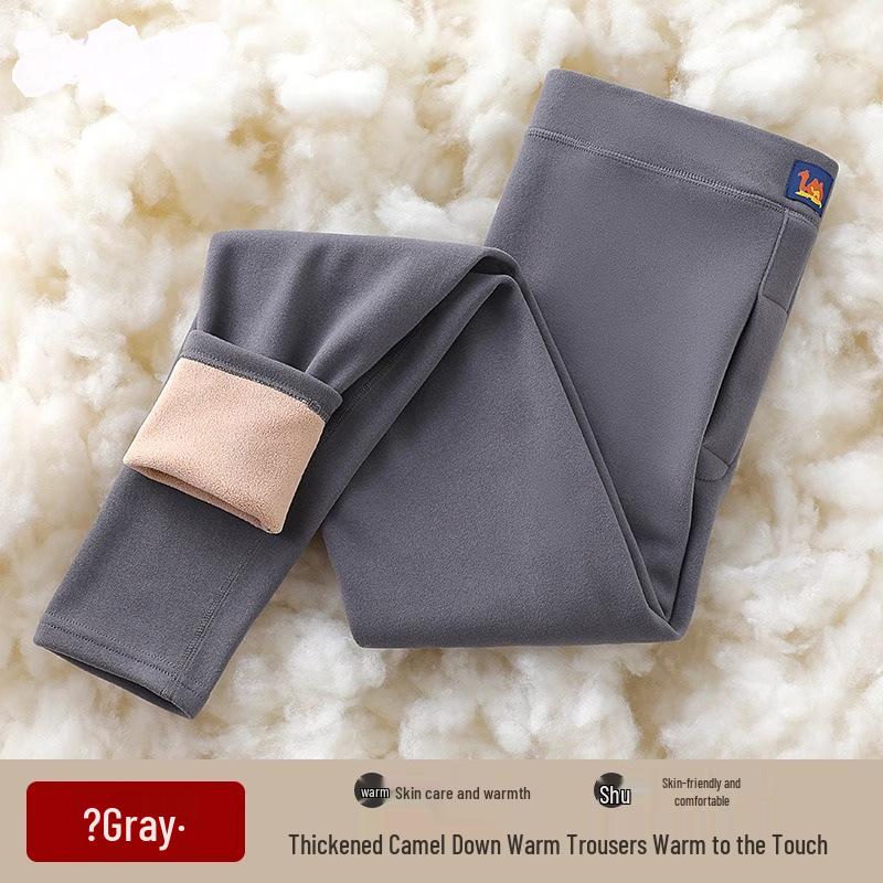 Men's and Women's Camel Hair Thermal Pants with Velvet Lining
