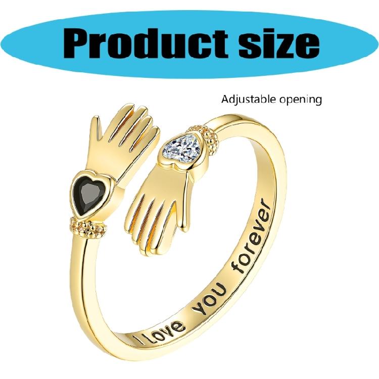 Unique Hugging Hands Couple Rings Fashion Jewelry Open Sizing With Stylish Zircon