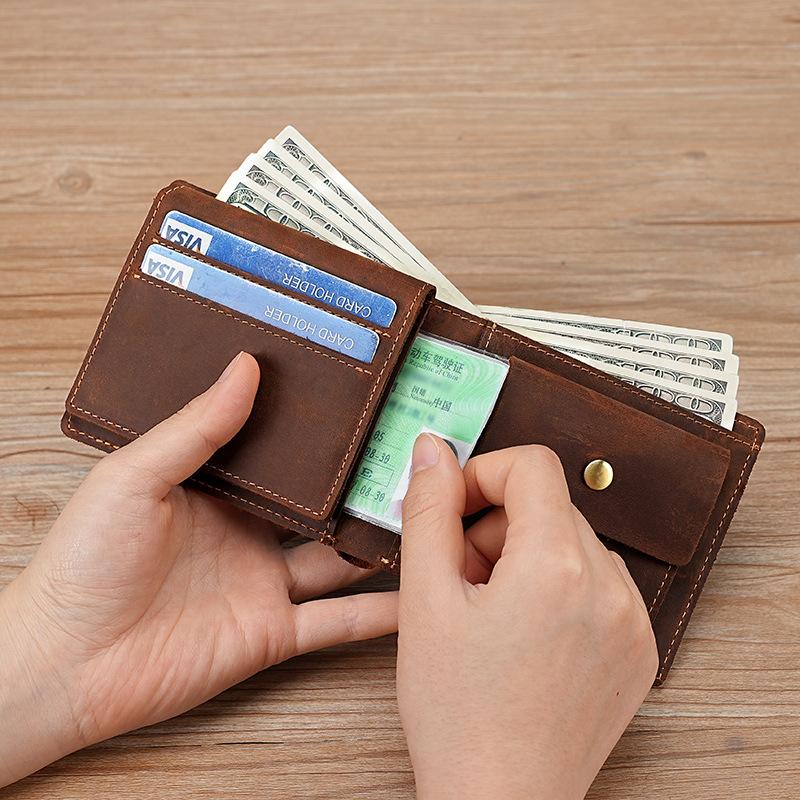 100% Genuine Leather Wallet for Men with Coin Pocket 9.2*11.3cm