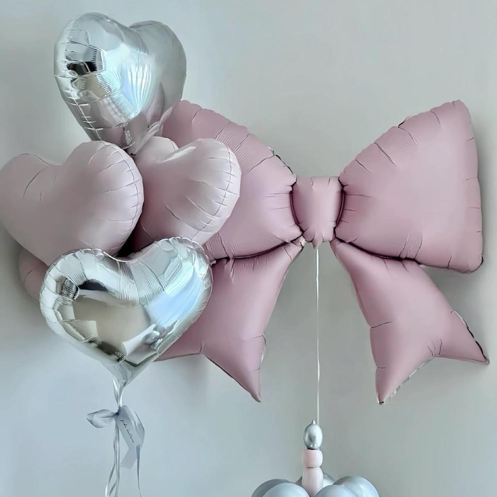Large Matte Bow Aluminum Foil Balloon for Birthday Decoration and Photography