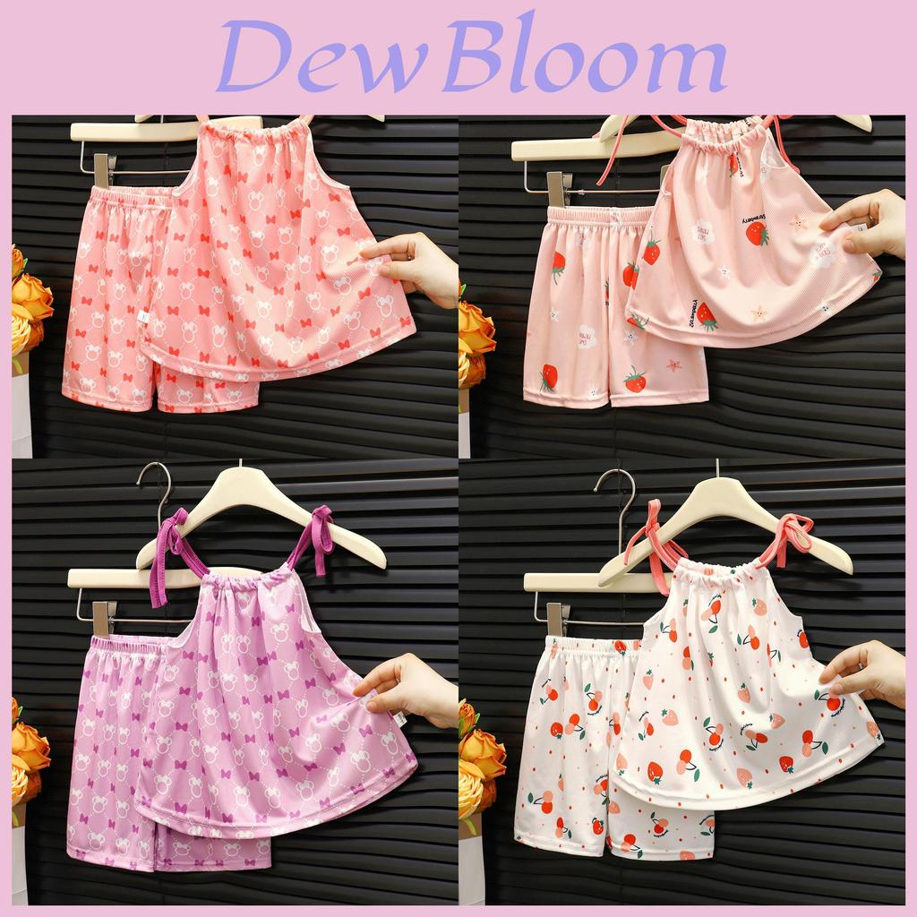 Summer Girl Shorts Pajama Set With Ice Silk Fabric For Toddler Girls