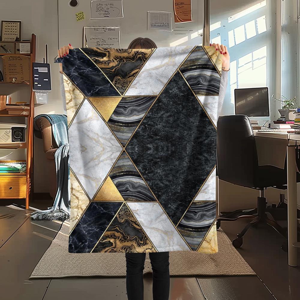 1 Stück Abstrakter Geometrischer Print Flanelldecke, Hohe Qualität, Bequem für Alle Jahreszeiten, Heimdekoration, Wärme und Komfort, Perfekt für Weihnachtsgeschenke