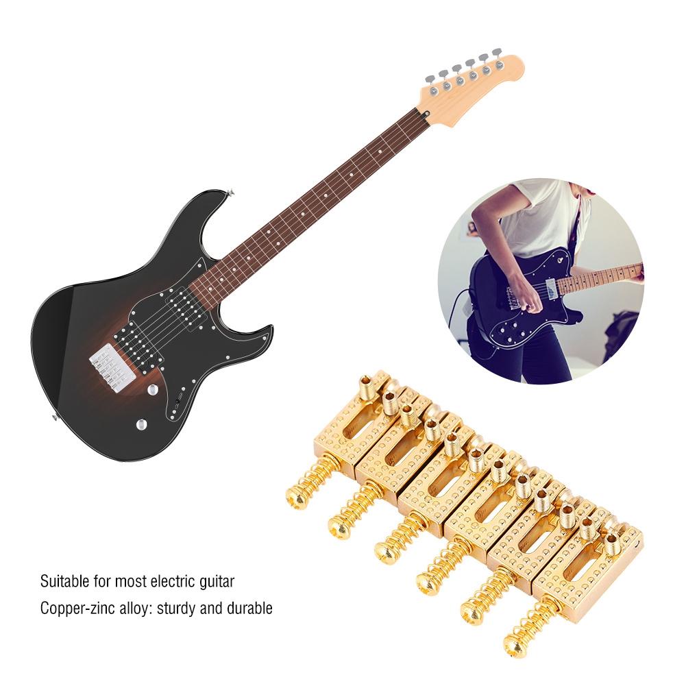6PCS Guitar Saddles with Roller Bridge Guitar Repair Parts (Gold)