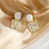 New Purple Crystal Pendants Women Dangle Earrings Korean Fashion Elegant Drop Earrings Square Statement boucles d'oreilles