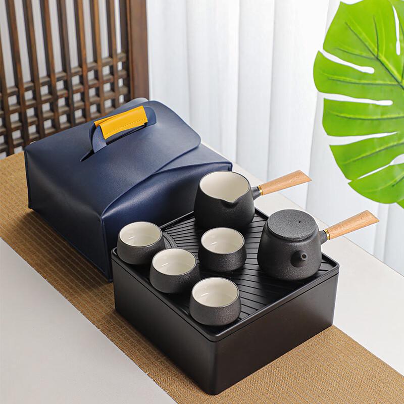 Zhen Tao Ceramic Dry Brew Tea Set - Elegant Black