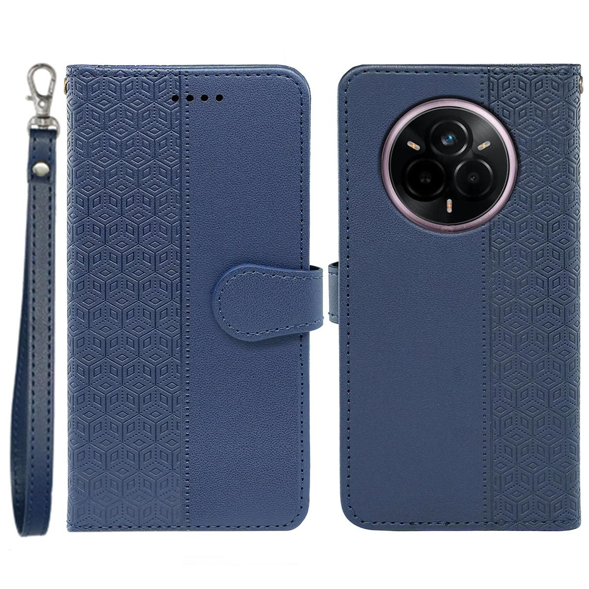 

Для Realme 14 Pro+ 5G Гаманець Чохол для телефону Штампований візерунок Шкіряна відкидна кришка Blue